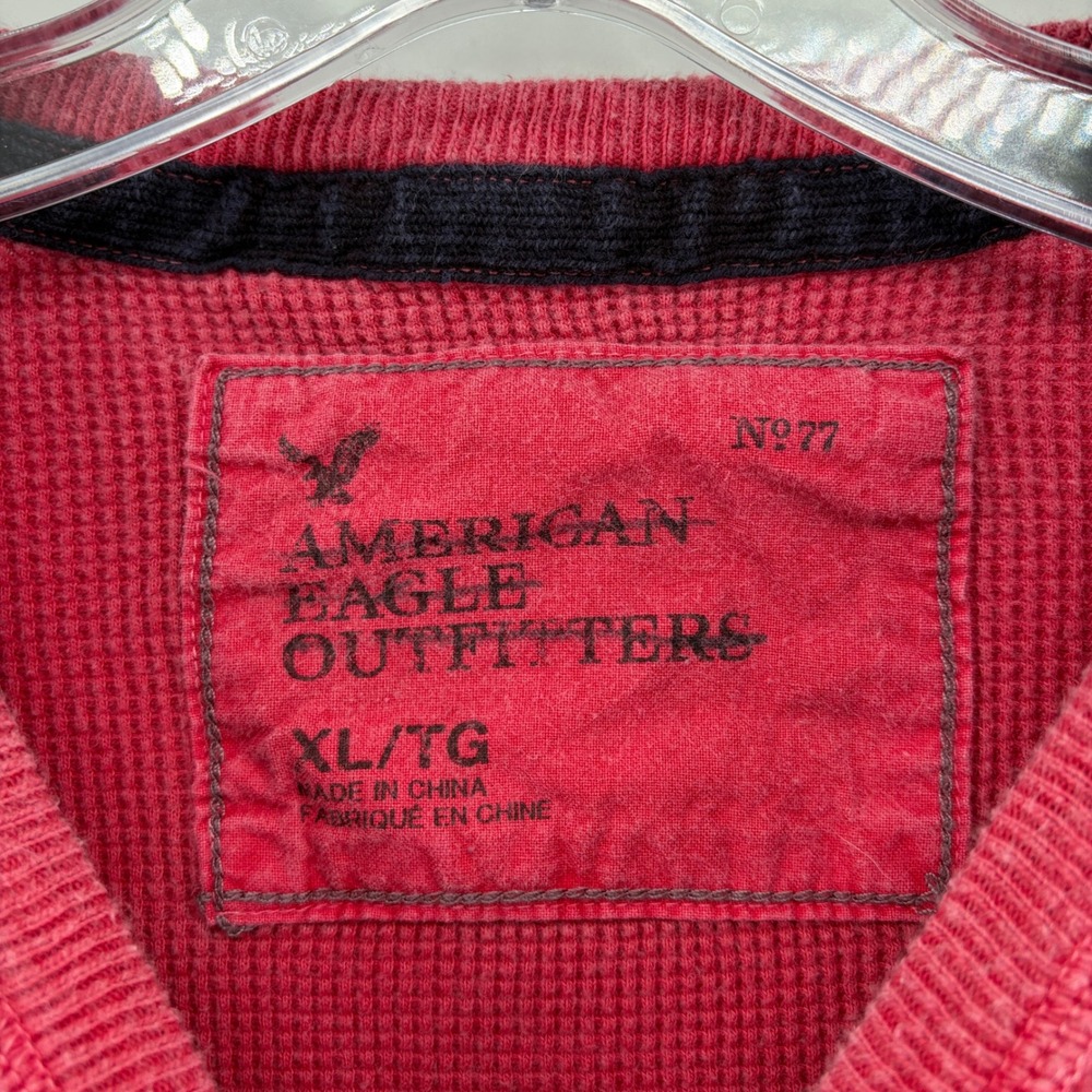 Y2K American Eagle Thermal Shirt Mens XL Waffle Knit Vintage Long Sleeve Layer - Picture 3 of 7